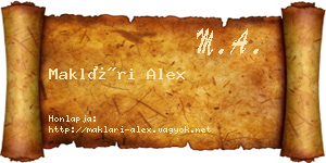 Maklári Alex névjegykártya